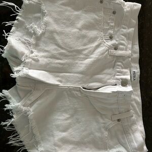 Pistola Distressed White Jean Shorts